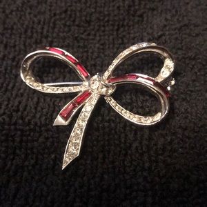 Jeweled Ribbon Brooch
